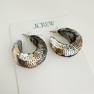 J. CREW Sequin Puffy Hoop Earrings